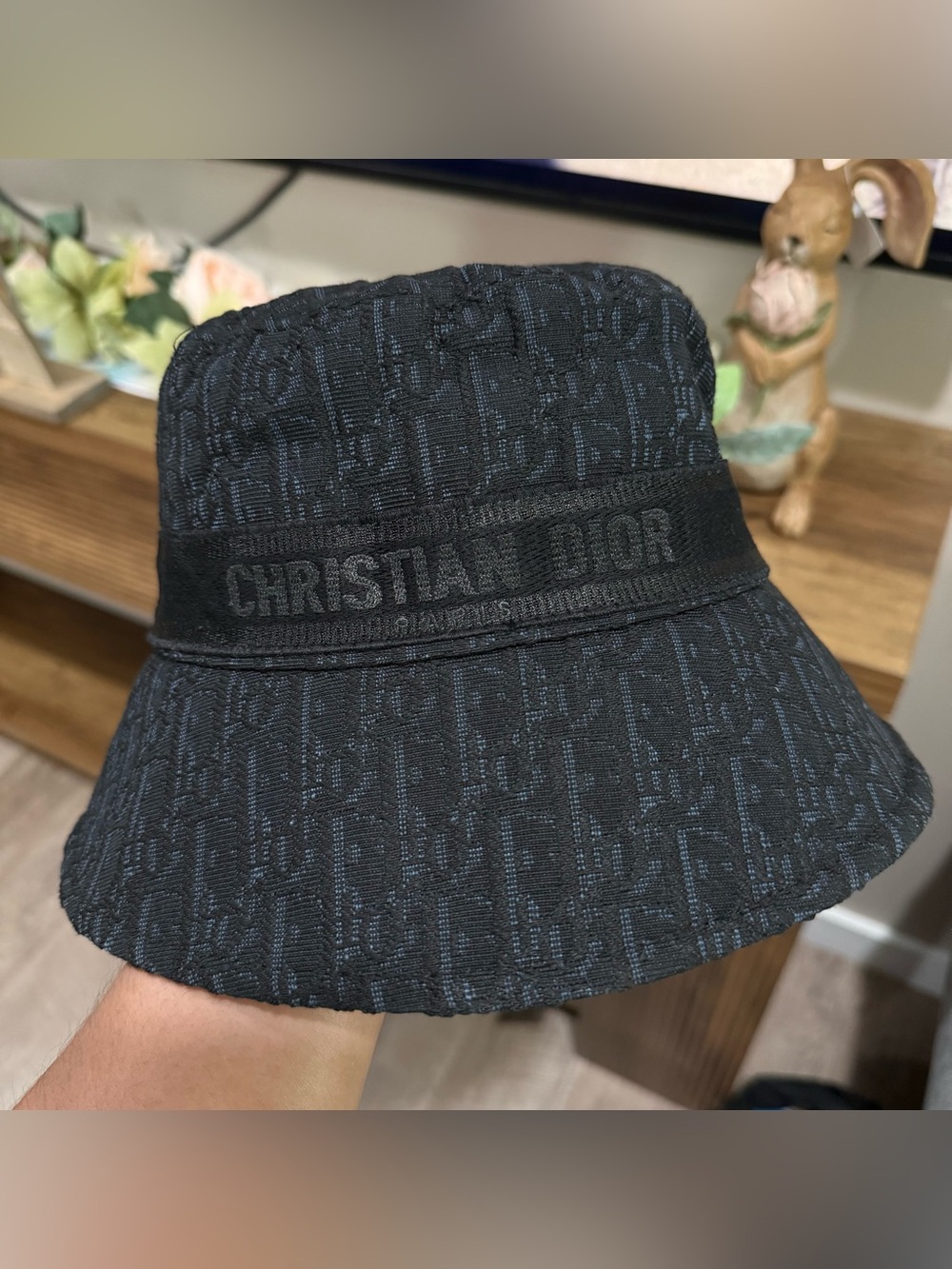 Christian Dior Black Logo Jacquard Bucket Hat